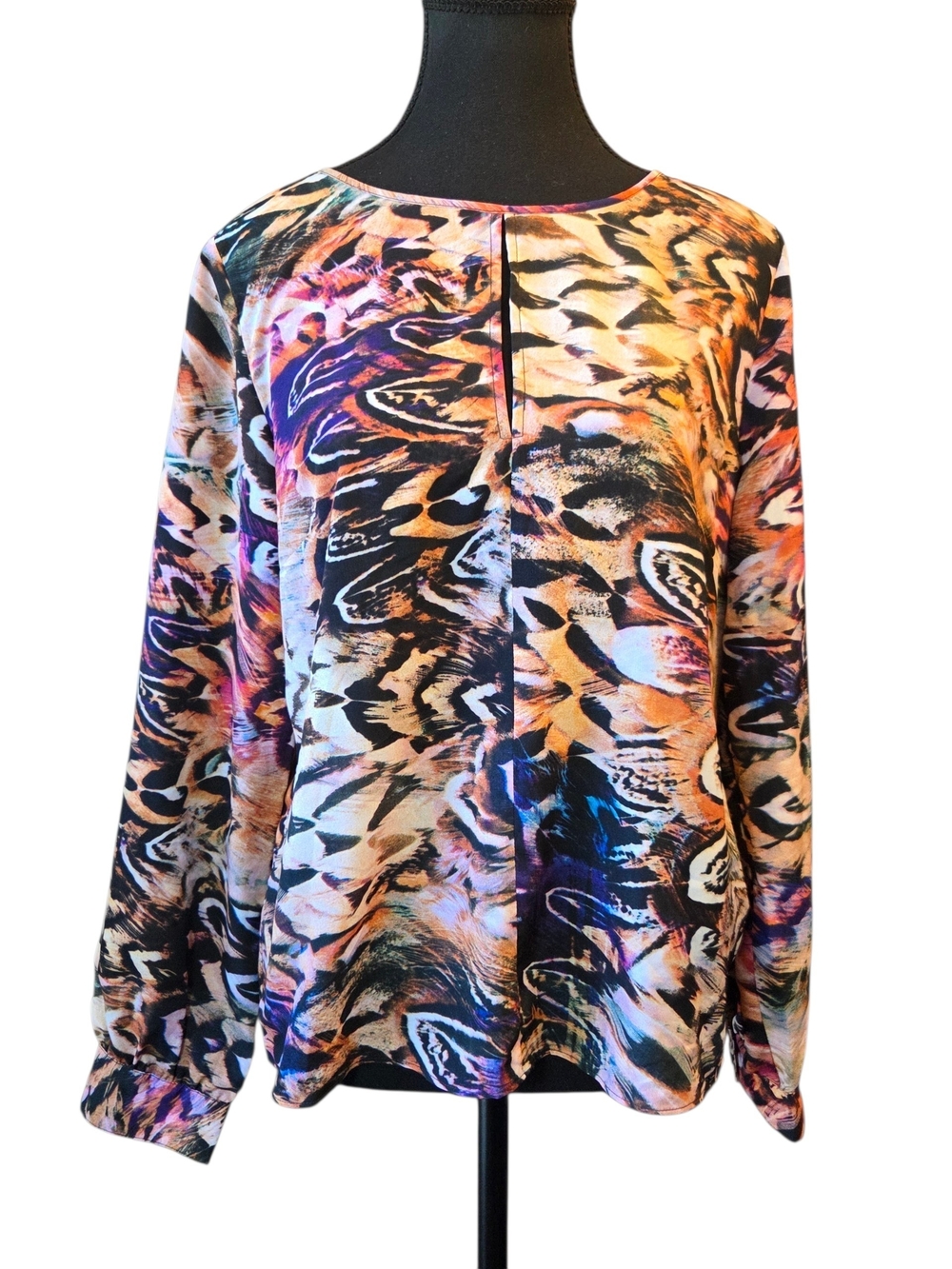 Mario Serani Abstract Multicolor Long Sleeve Blouse Size Large - Picture 2 of 7